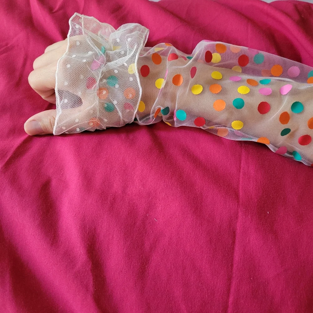 Colorful Polka Dot Sheer Arm Sleeves